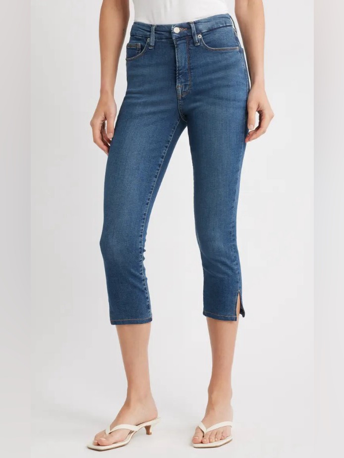 Good American Blue Cropped Skinny Jeans